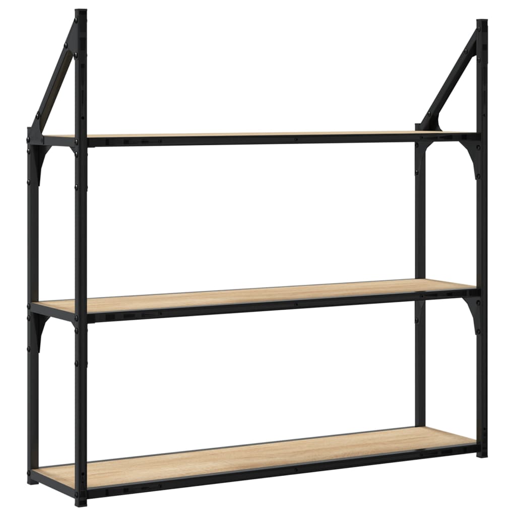 3-Tier Wall Shelf Sonoma Oak 80x21x78,5 cm Engineered Wood