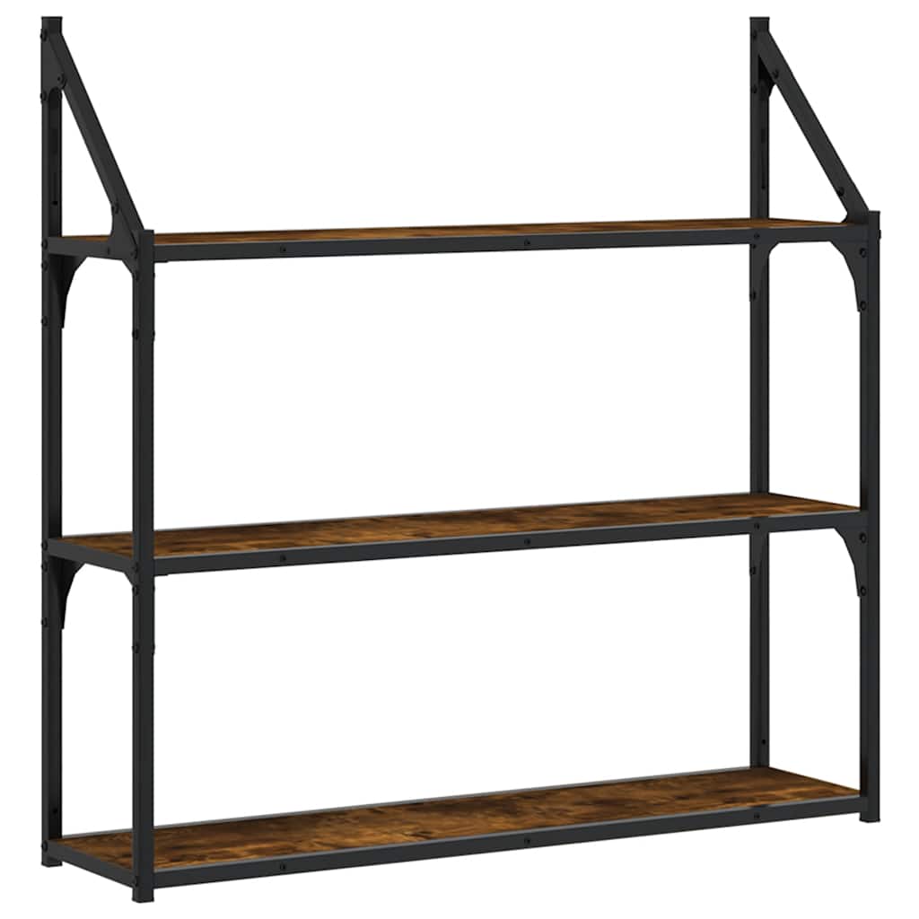 3-Tier Wall Shelf Smoked Oak 80x21x78,5 cm Engineered Wood