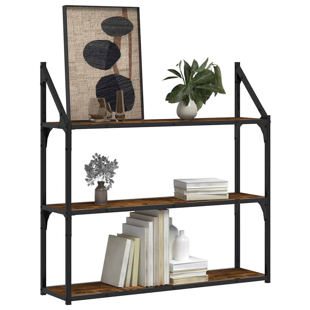 3-Tier Wall Shelf Smoked Oak 80x21x78,5 cm Engineered Wood