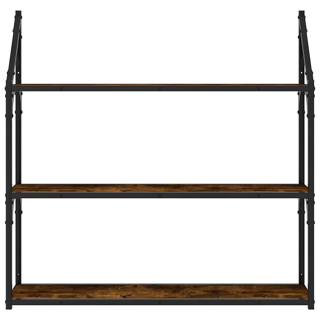 3-Tier Wall Shelf Smoked Oak 80x21x78,5 cm Engineered Wood