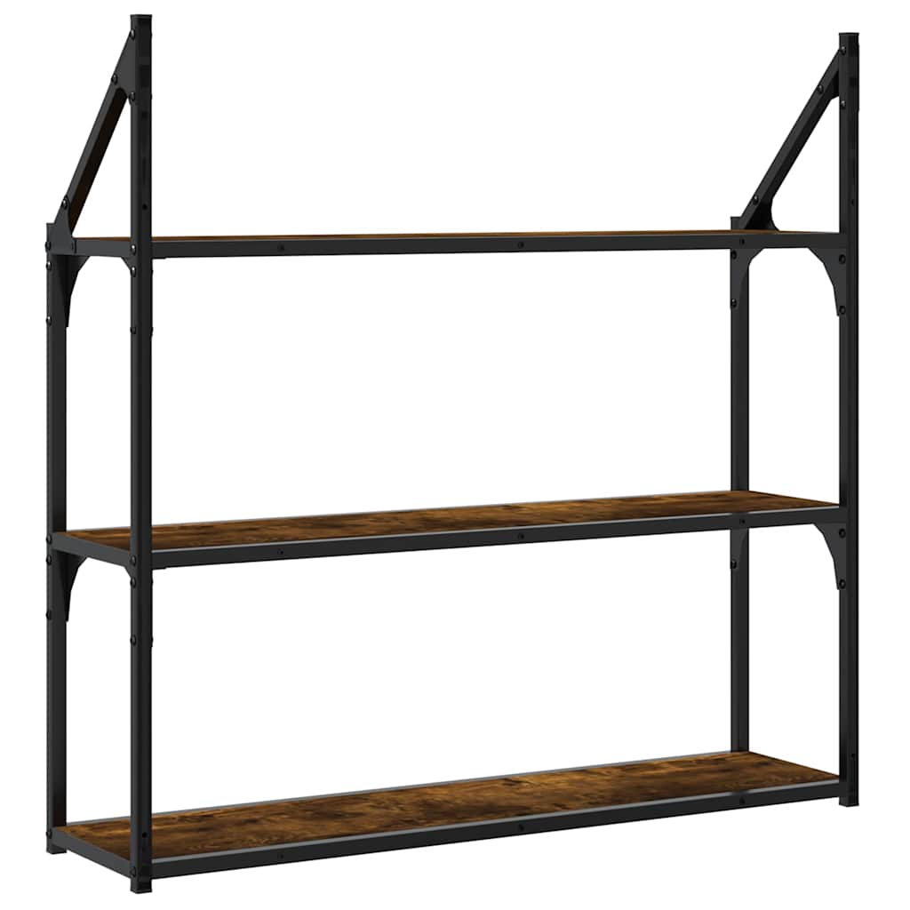 3-Tier Wall Shelf Smoked Oak 80x21x78,5 cm Engineered Wood