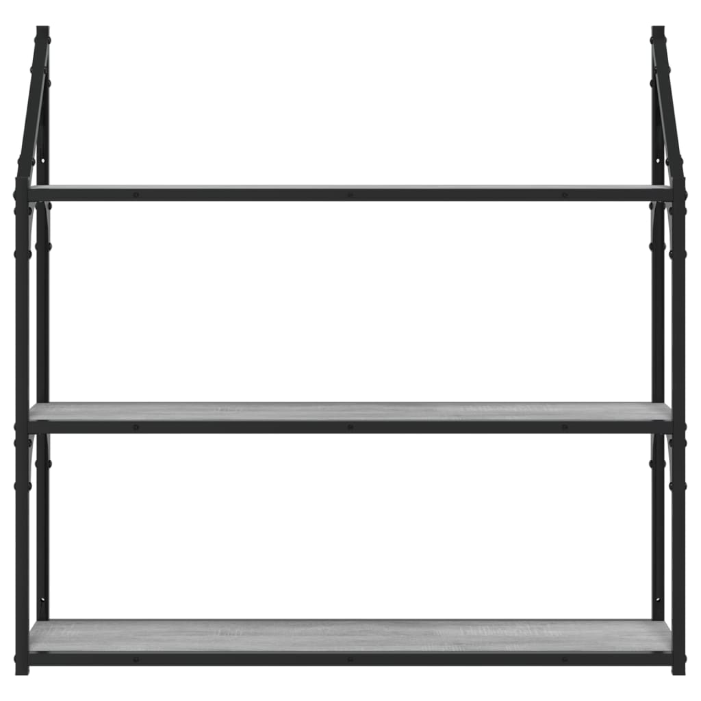 3-Tier Wall Shelf Grey Sonoma 80x21x78,5 cm Engineered Wood