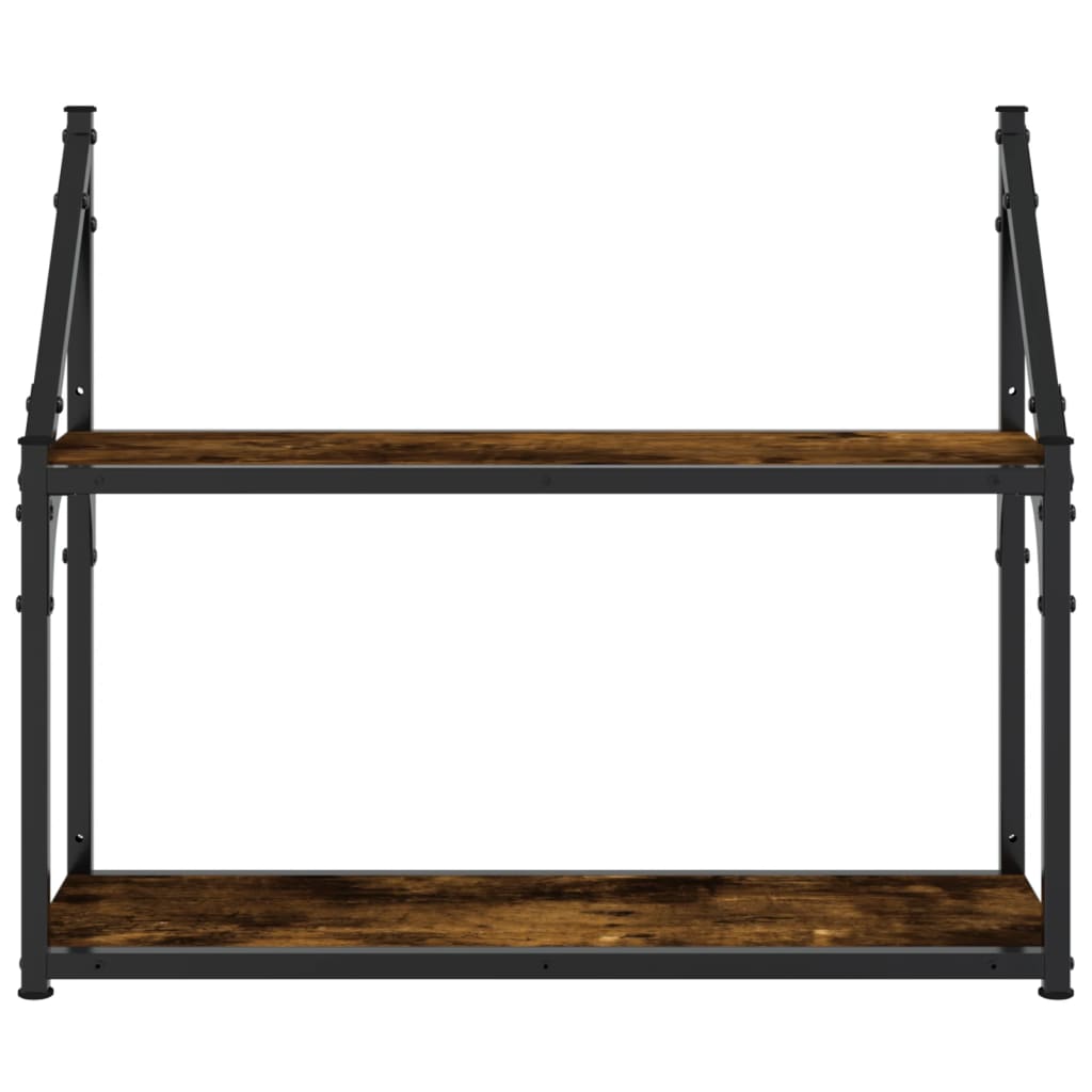 2-Tier Wall Shelf Smoked Oak 60x21x51 cm Engineered Wood
