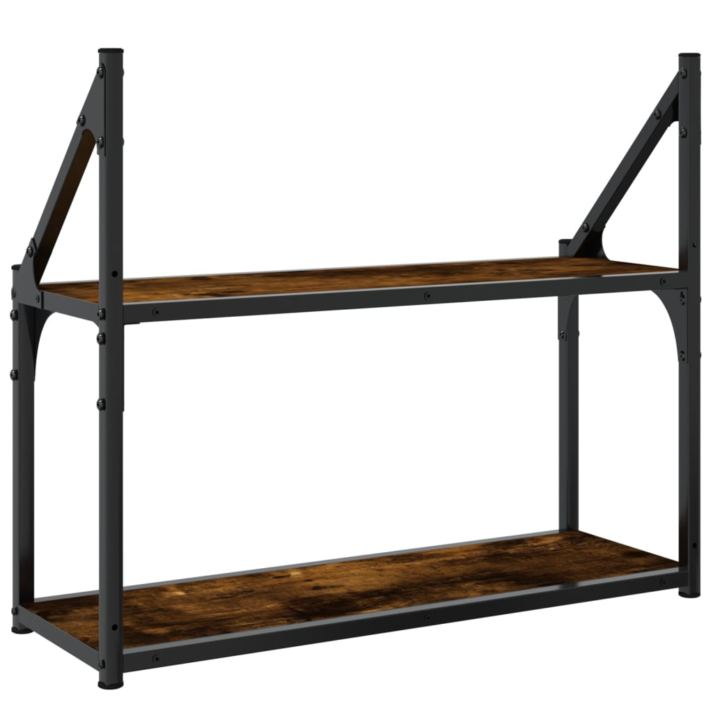 2-Tier Wall Shelf Smoked Oak 60x21x51 cm Engineered Wood
