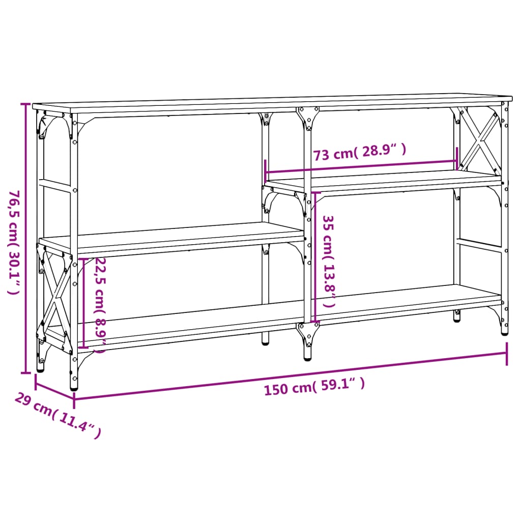Console Table Sonoma Oak 150x29x76,5 cm Engineered Wood