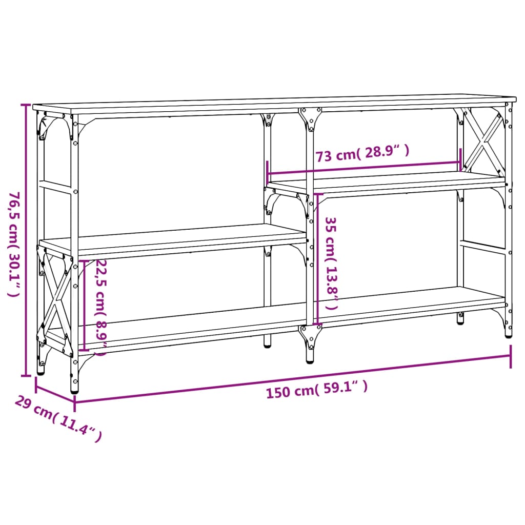 Console Table Smoked Oak 150x29x76,5 cm Engineered Wood