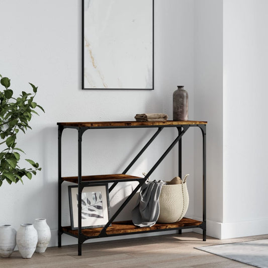 Console Table Smoked Oak 88,5x30x75 cm Engineered Wood