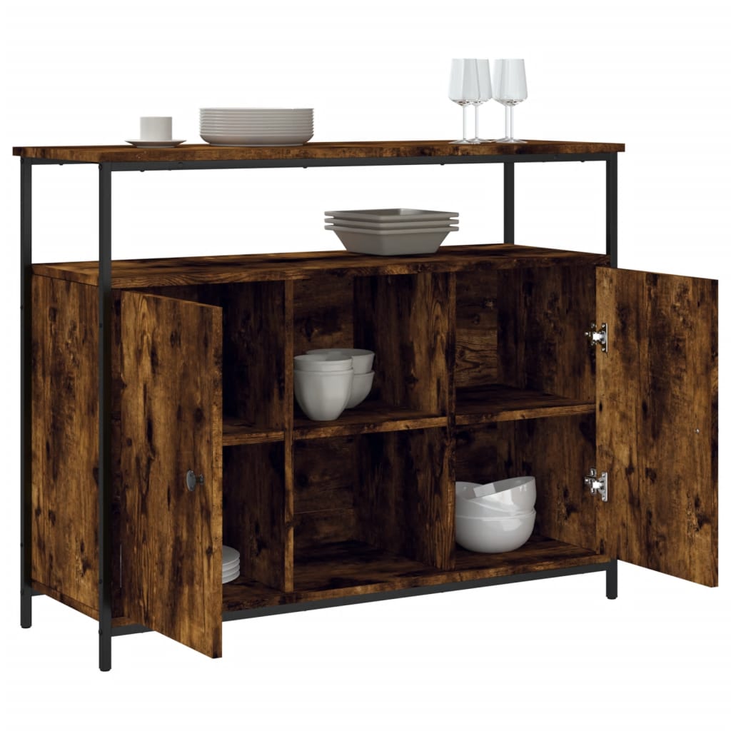 Sideboard Smoked Oak 100x35x80 cm Engineered Wood