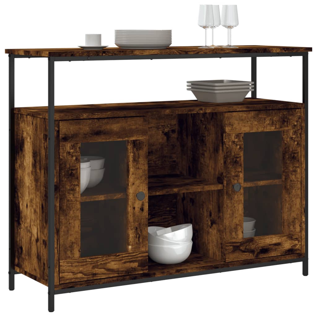 Sideboard Smoked Oak 100x35x80 cm Engineered Wood