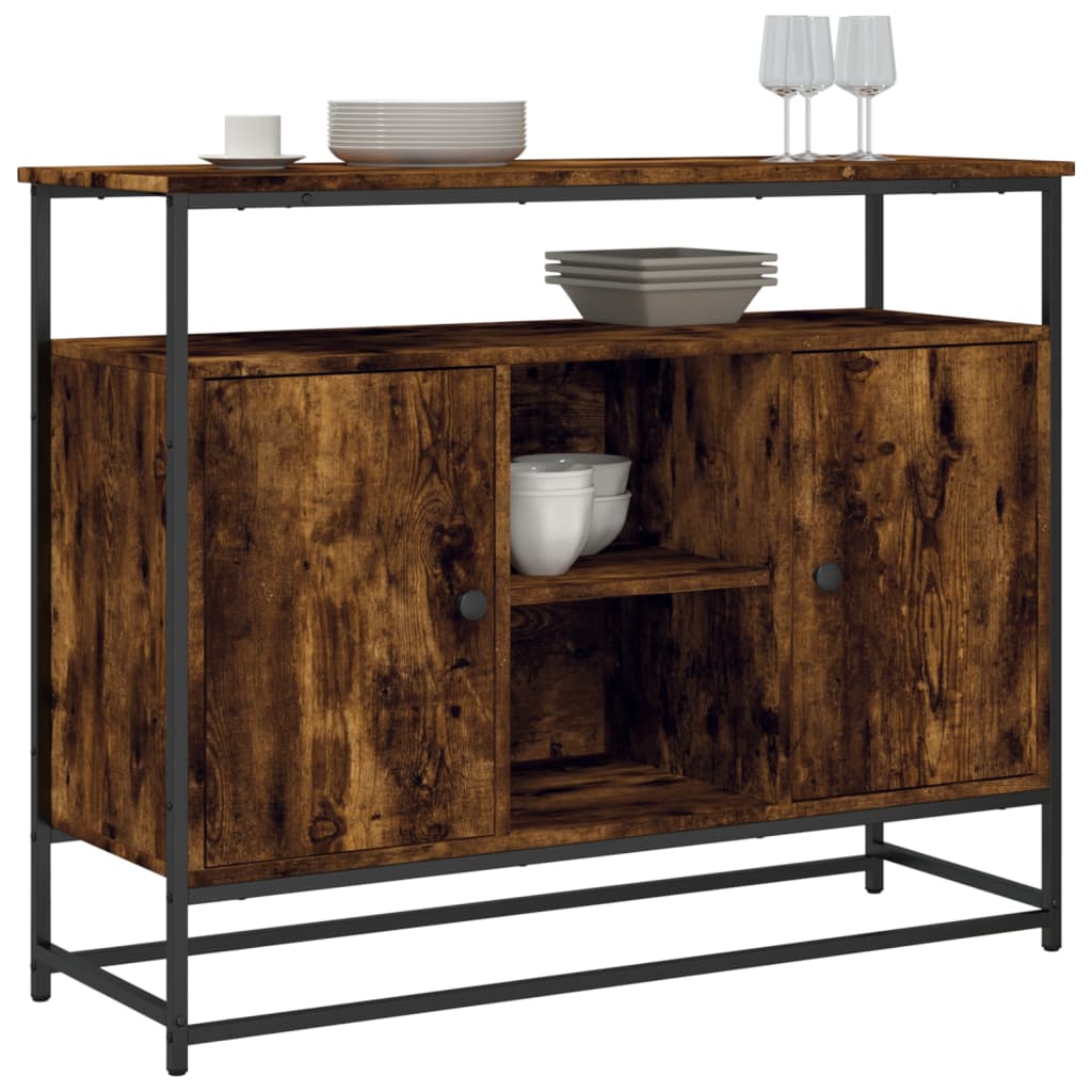 Sideboard Smoked Oak 100x35x80 cm Engineered Wood
