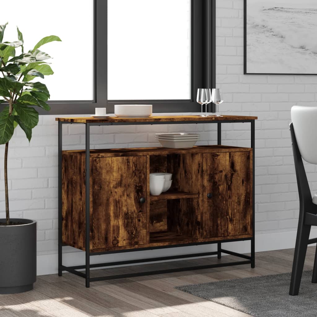 Sideboard Smoked Oak 100x35x80 cm Engineered Wood
