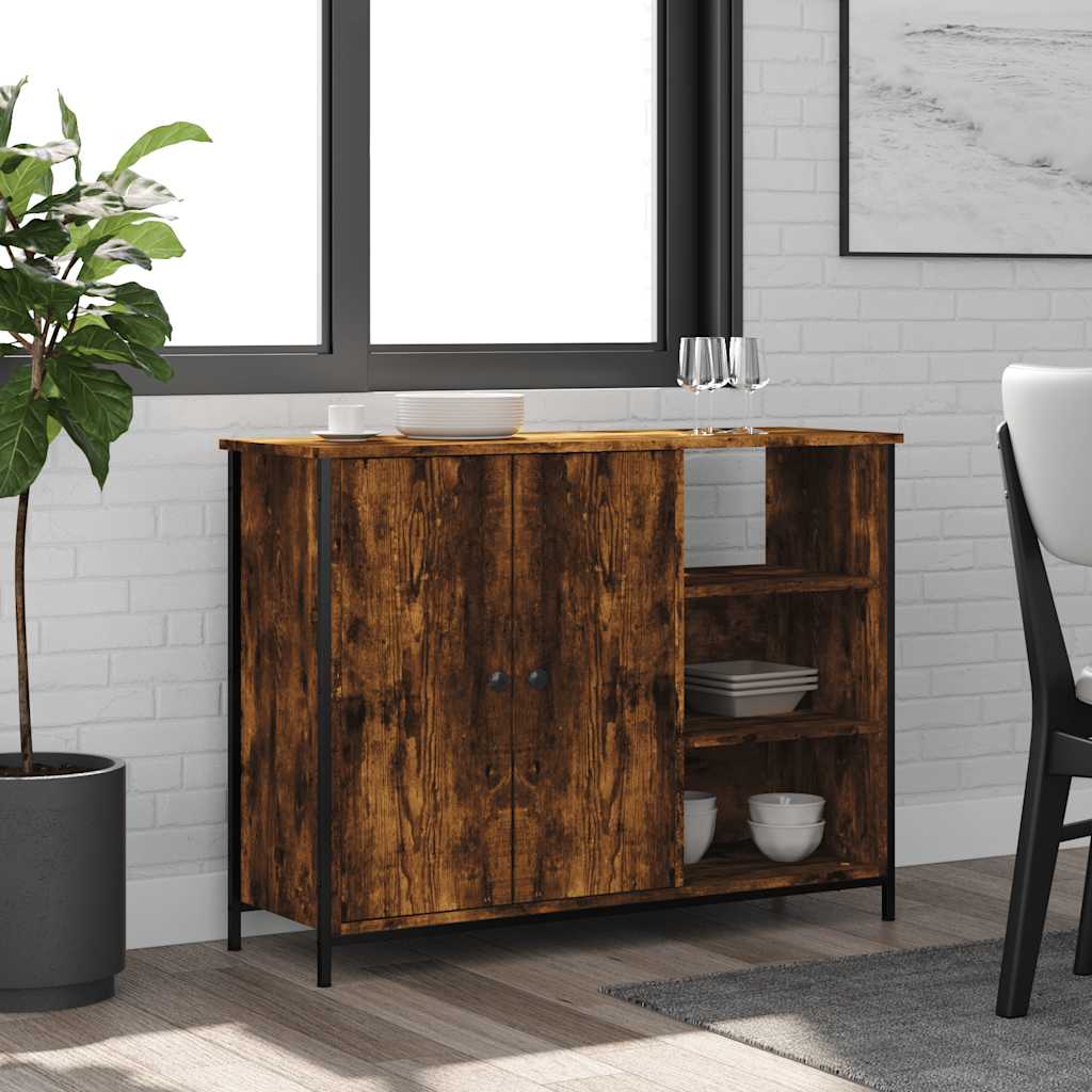 Sideboard Smoked Oak 100x33x75 cm Engineered Wood