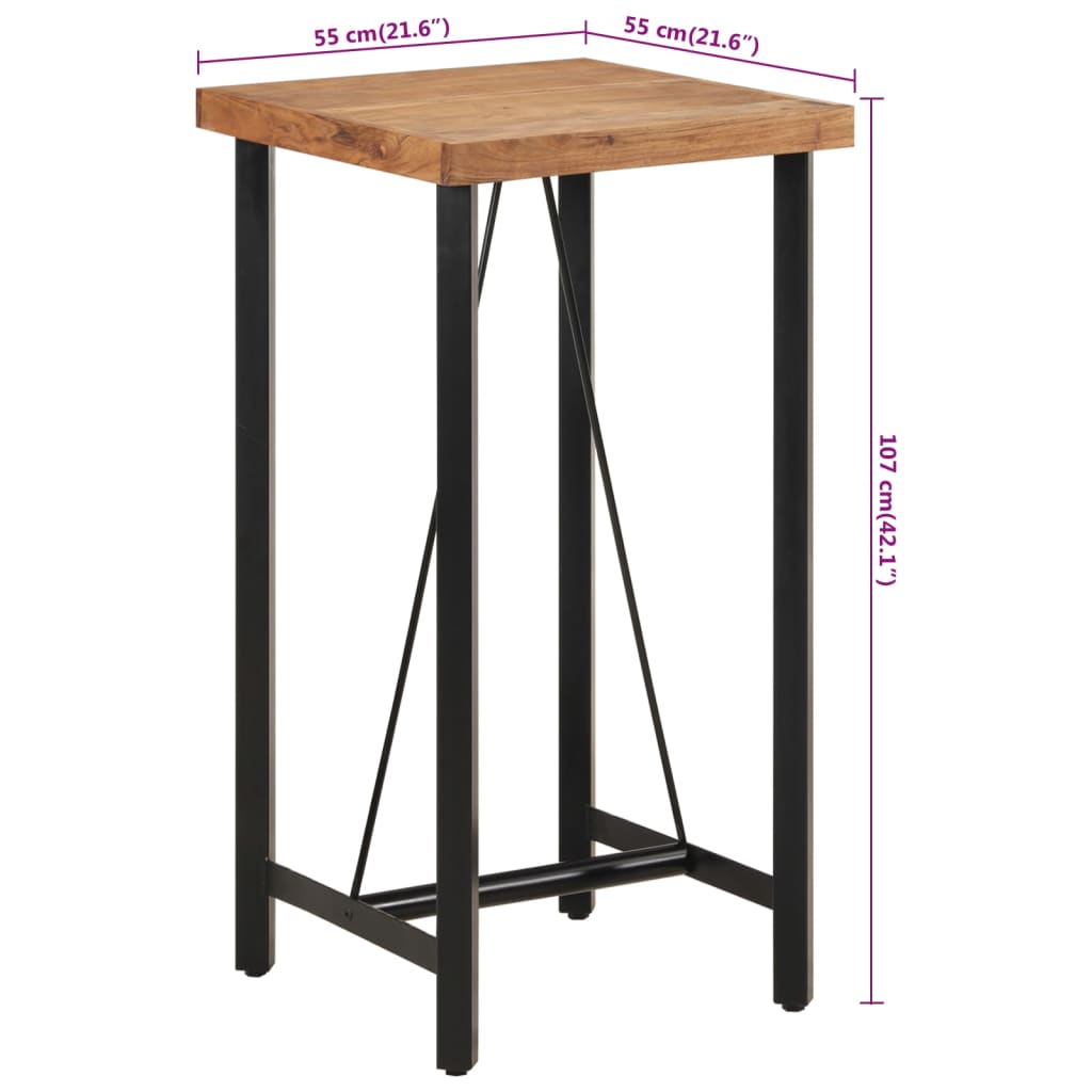 vidaXL Bar Table 55x55x107 cm Solid Wood Acacia and Iron