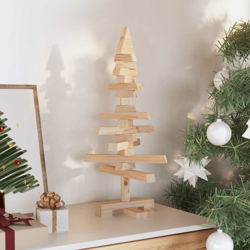 | Wooden Christmas Tree | with Stand natural 60 cm Solid pine wood