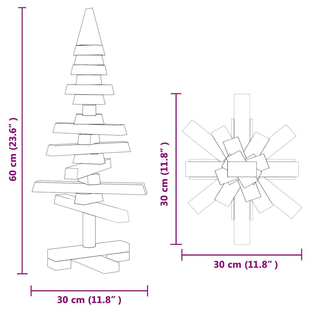 | Wooden Christmas Tree | with Stand natural 60 cm Solid pine wood