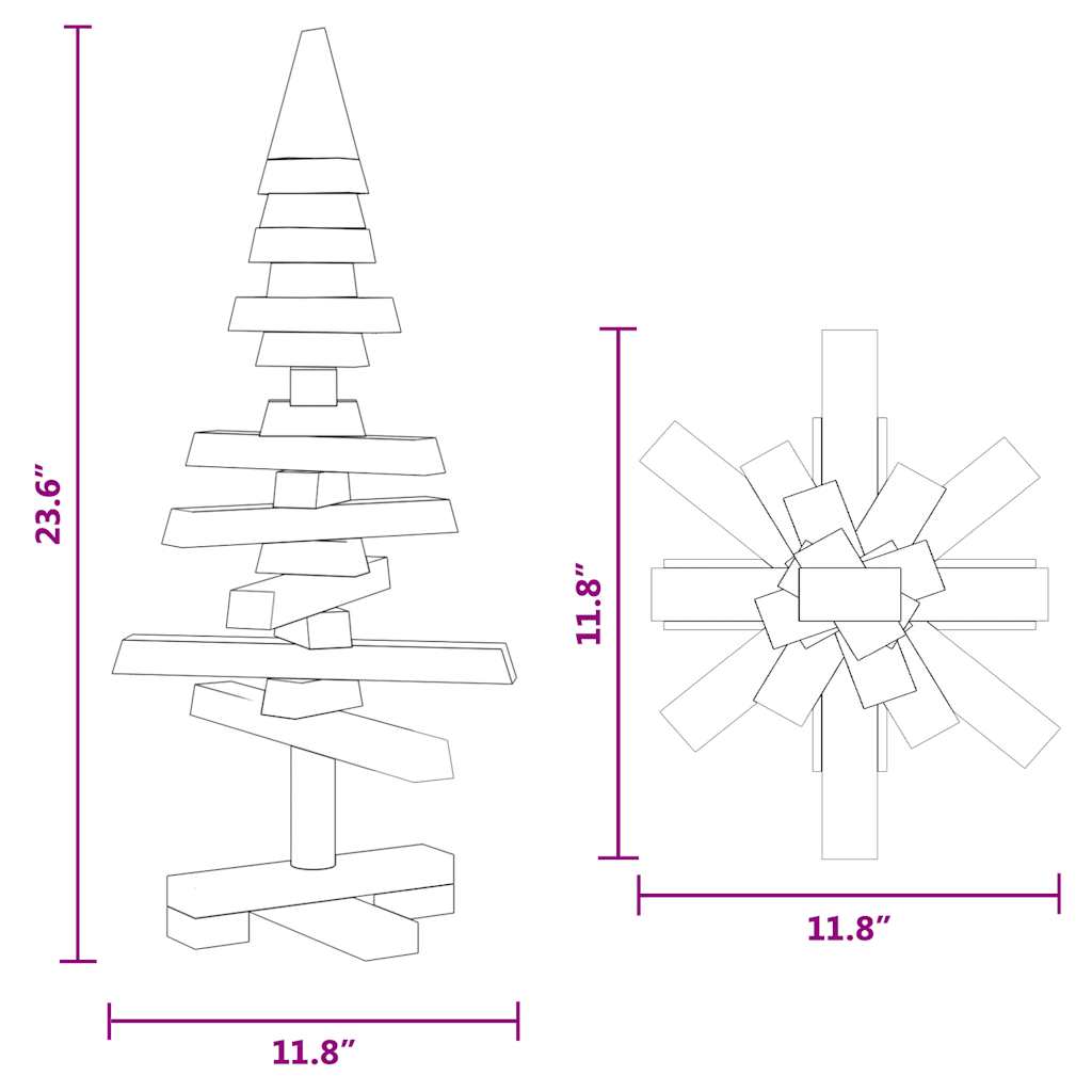 | Wooden Christmas Tree | with Stand natural 60 cm Solid pine wood