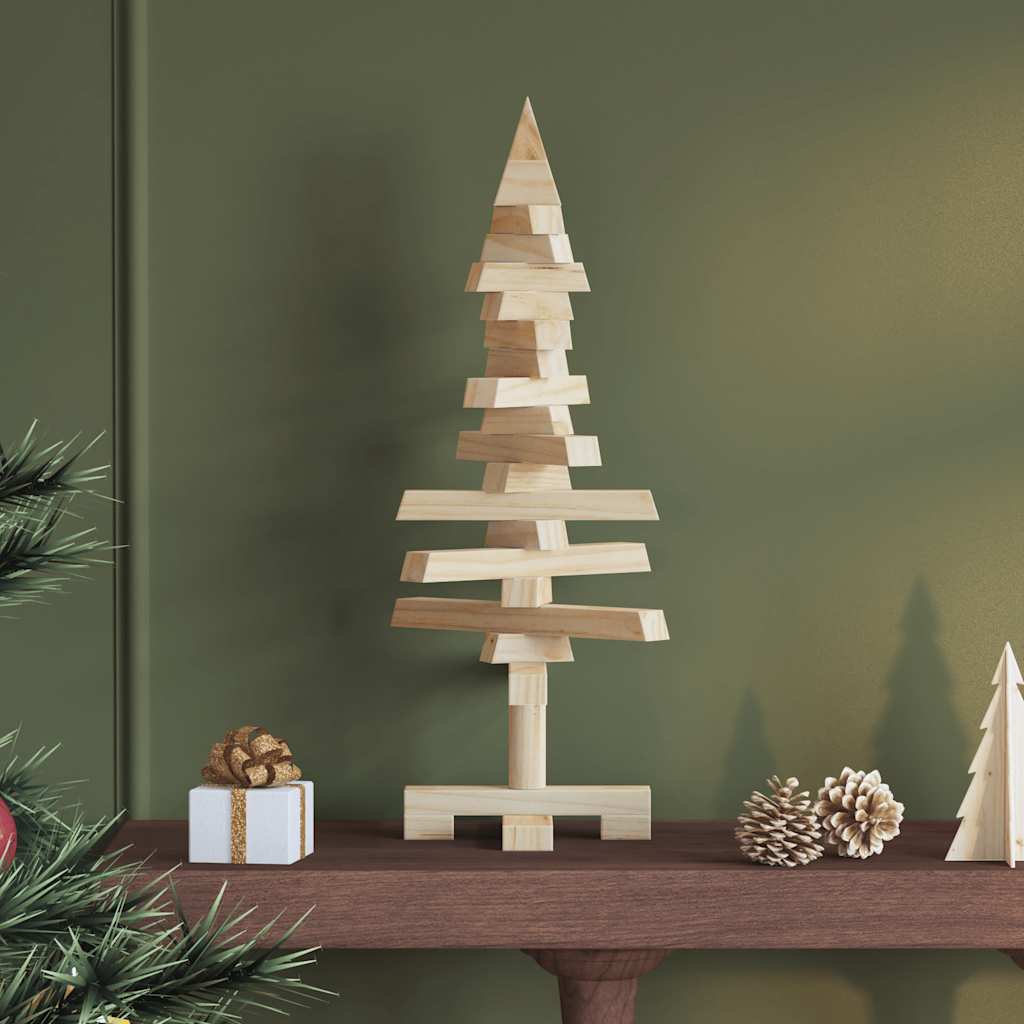 | Wooden Christmas Tree | with Stand natural 60 cm Solid pine wood