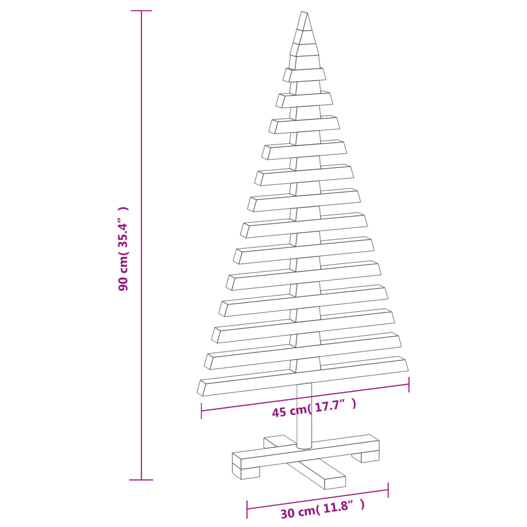 vidaXL Wooden Christmas Tree for Decoration 90 cm Solid Wood Pine