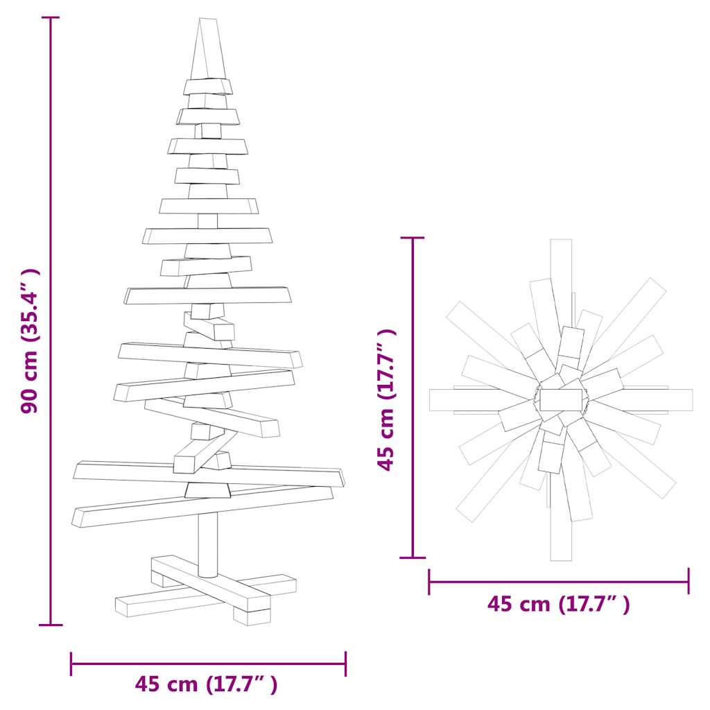 | Wooden Christmas Tree | with Stand natural 90 cm Solid pine wood
