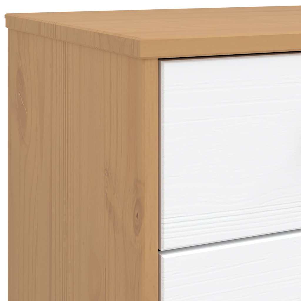Drawer Cabinet OLDEN White and Brown Solid Wood Pine