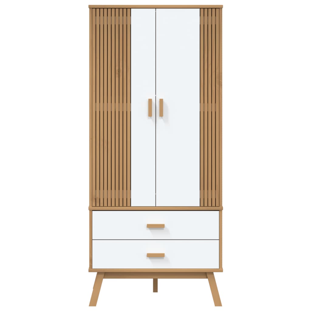 vidaXL Wardrobe OLDEN White and Brown 76.5x53x172 cm Solid Wood Pine