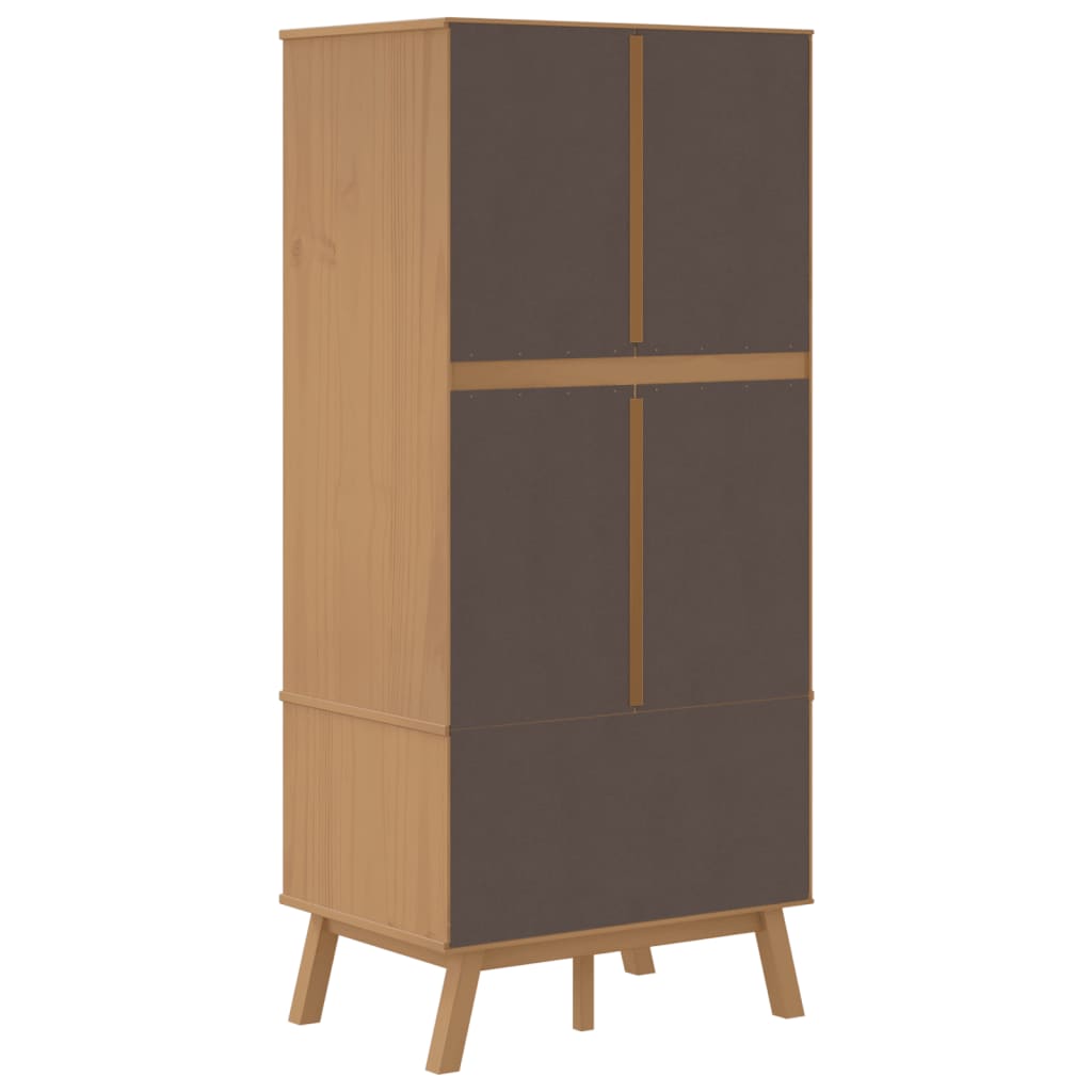 vidaXL Wardrobe OLDEN White and Brown 76.5x53x172 cm Solid Wood Pine