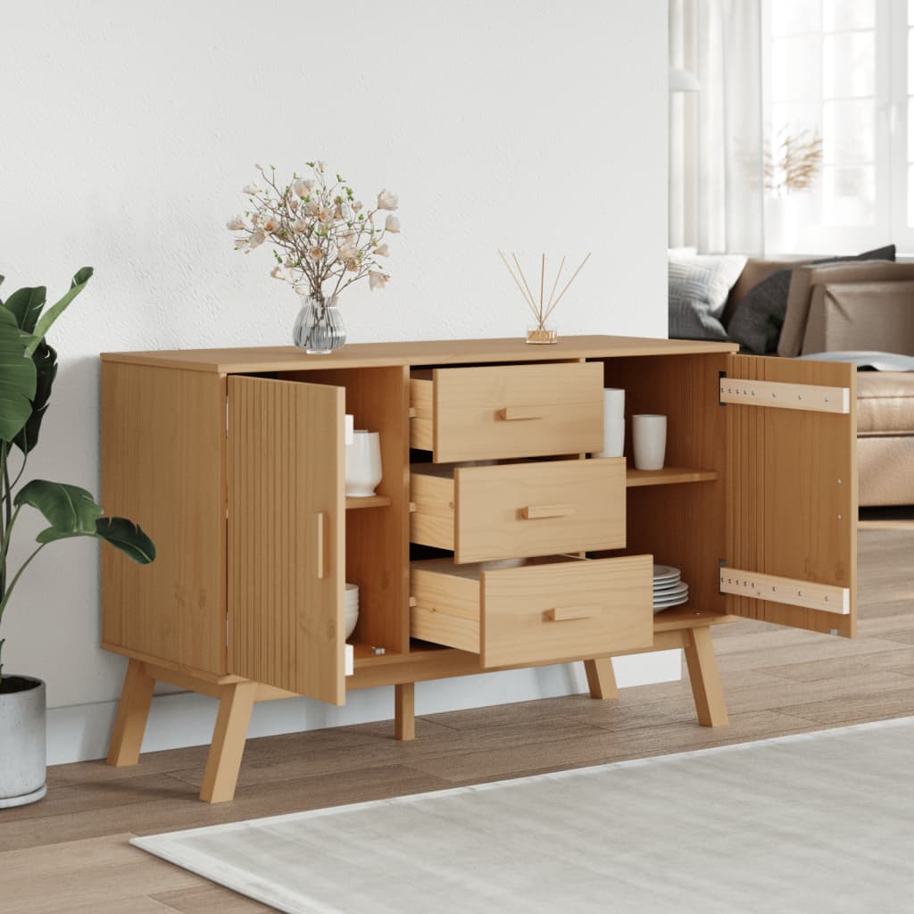 Sideboard "OLDEN" Brown 114x43x73,5cm Solid Wood Pine