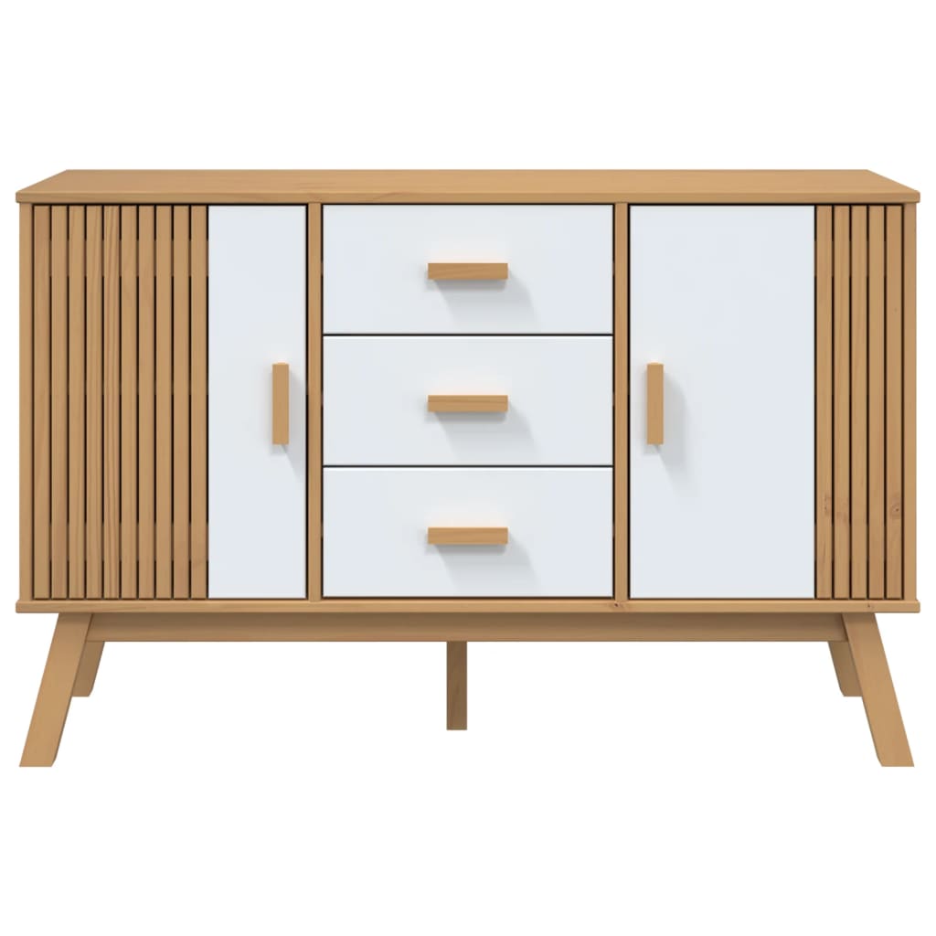 Sideboard "OLDEN" White and Brown 114x43x73,5cm Solid Wood Pine
