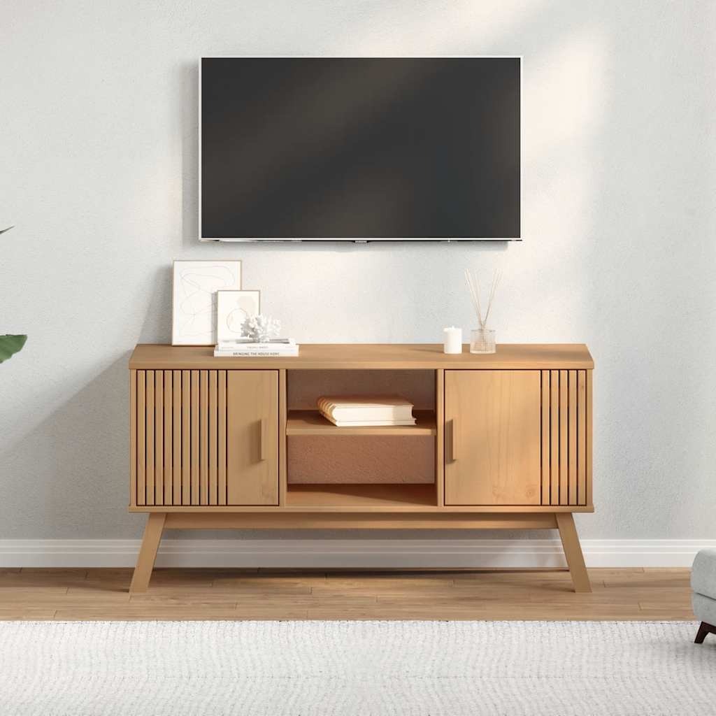 TV Cabinet "OLDEN" Brown 114x43x57 cm Solid Wood Pine