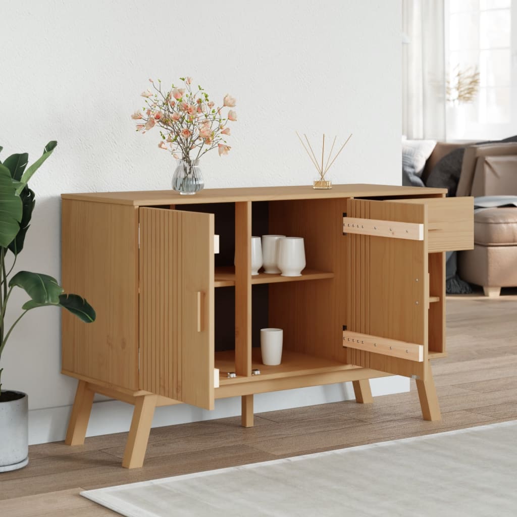 Sideboard "OLDEN" Brown 114x43x73,5 cm Solid Wood Pine