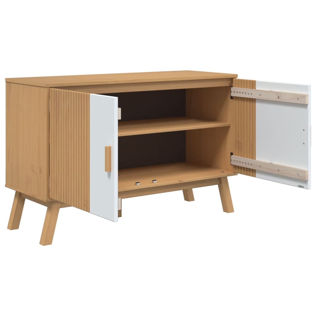Sideboard "OLDEN" White and Brown 114x43x73,5 cm Solid Wood Pine