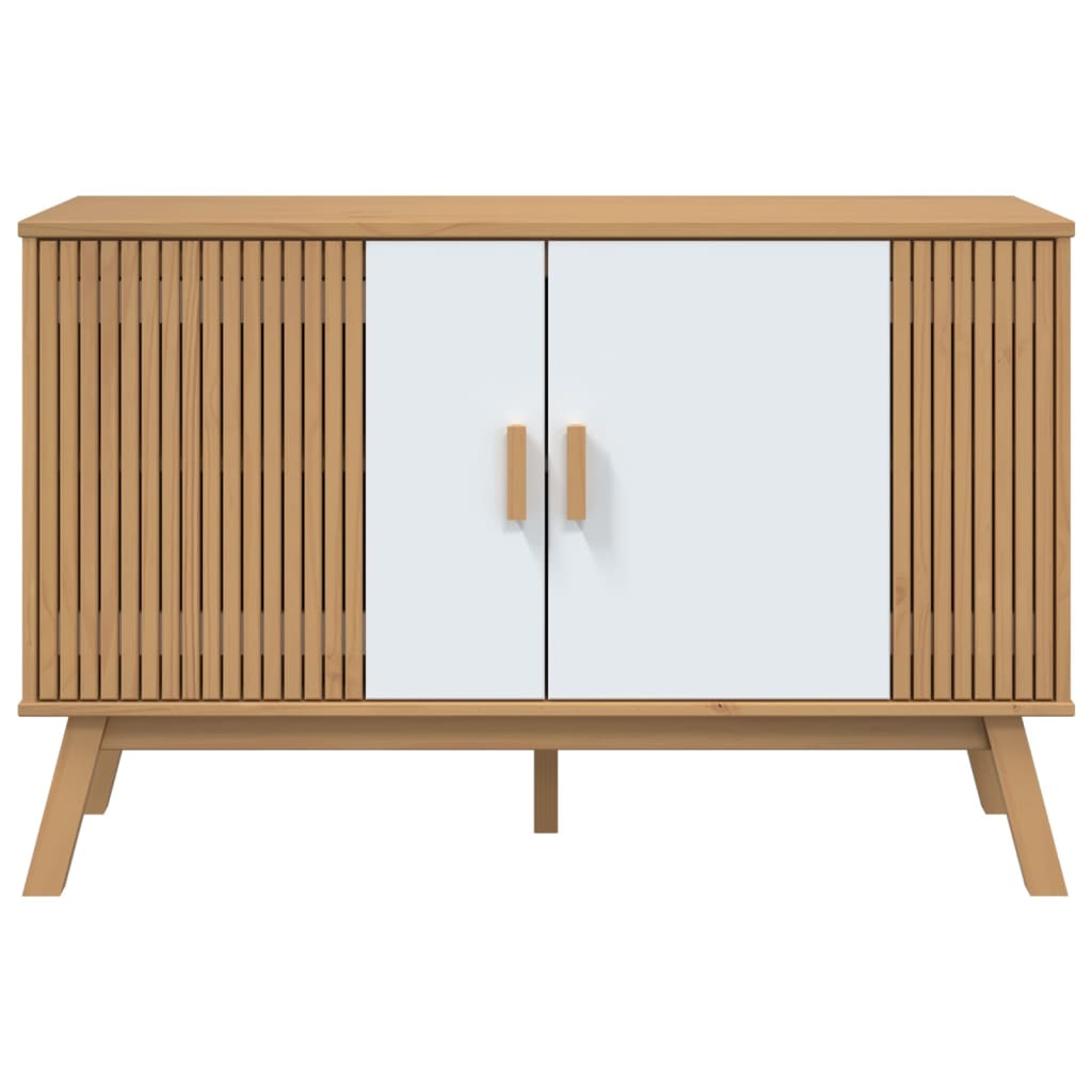 Sideboard "OLDEN" White and Brown 114x43x73,5 cm Solid Wood Pine
