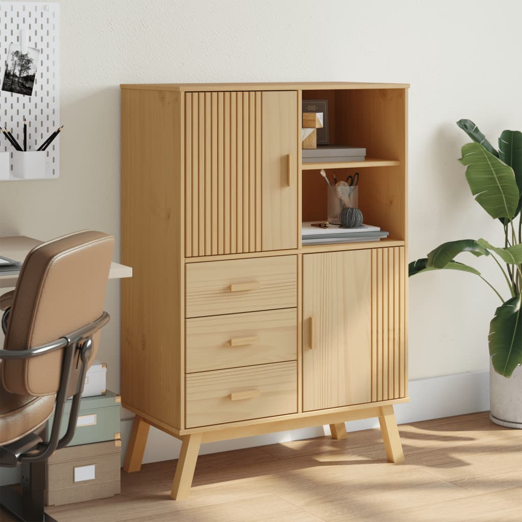 Highboard OLDEN Brown 85x43x125 cm Solid Wood Pine