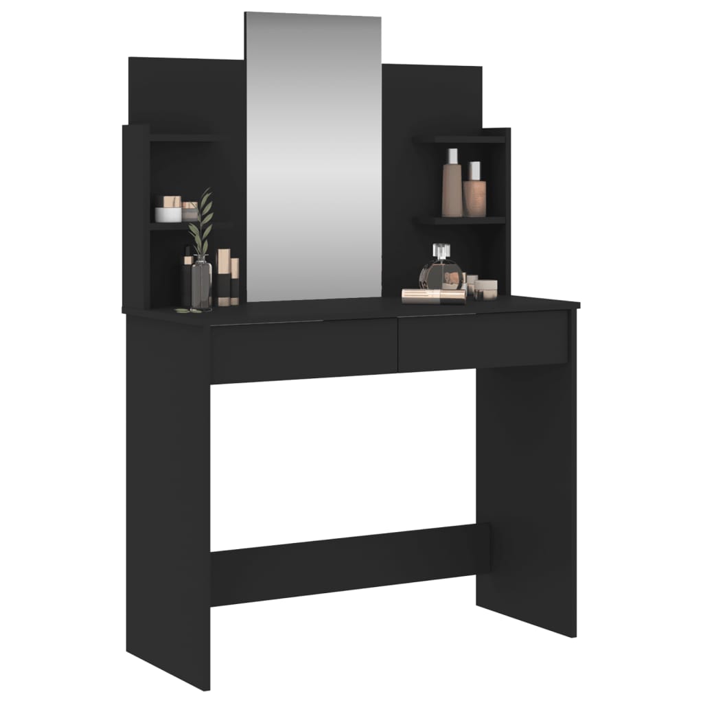 vidaXL Dressing Table with Mirror Black 96x39x142 cm