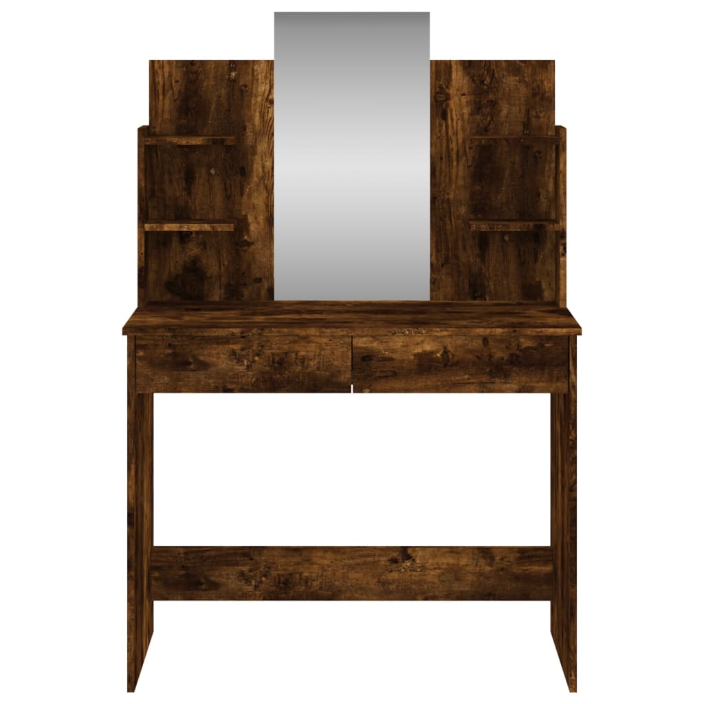 vidaXL Dressing Table with Mirror Smoked Oak 96x39x142 cm