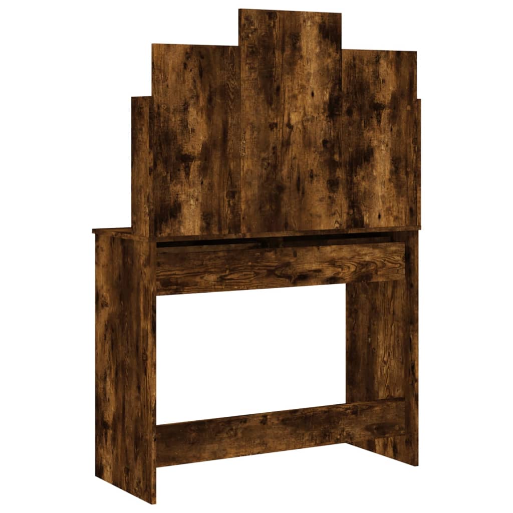 vidaXL Dressing Table with Mirror Smoked Oak 96x39x142 cm