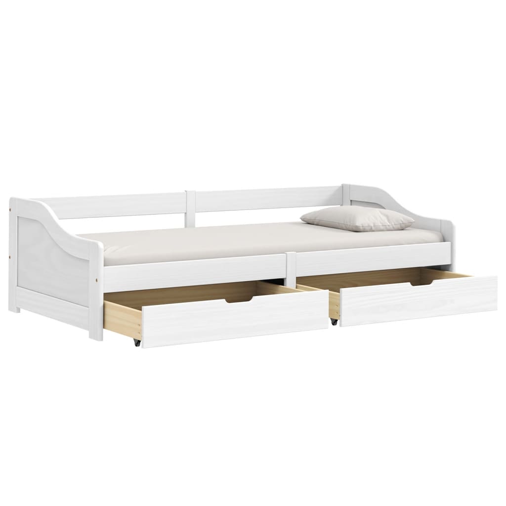 Day Bed with 2 Drawers without Mattress "IRUN" White 90x200 cm
