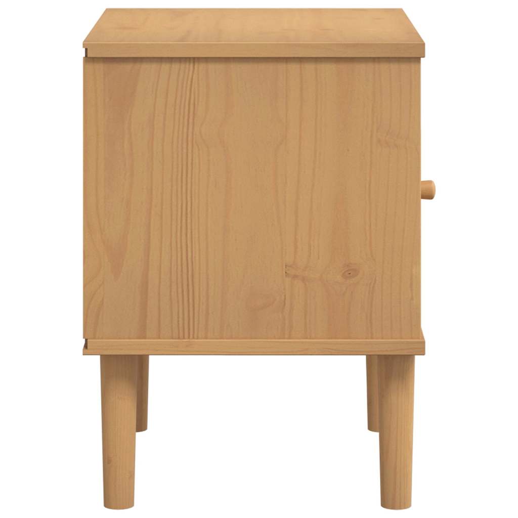 Bedside Cabinet SENJA Rattan Look Brown 40x35x48 cm Solid Wood Pine