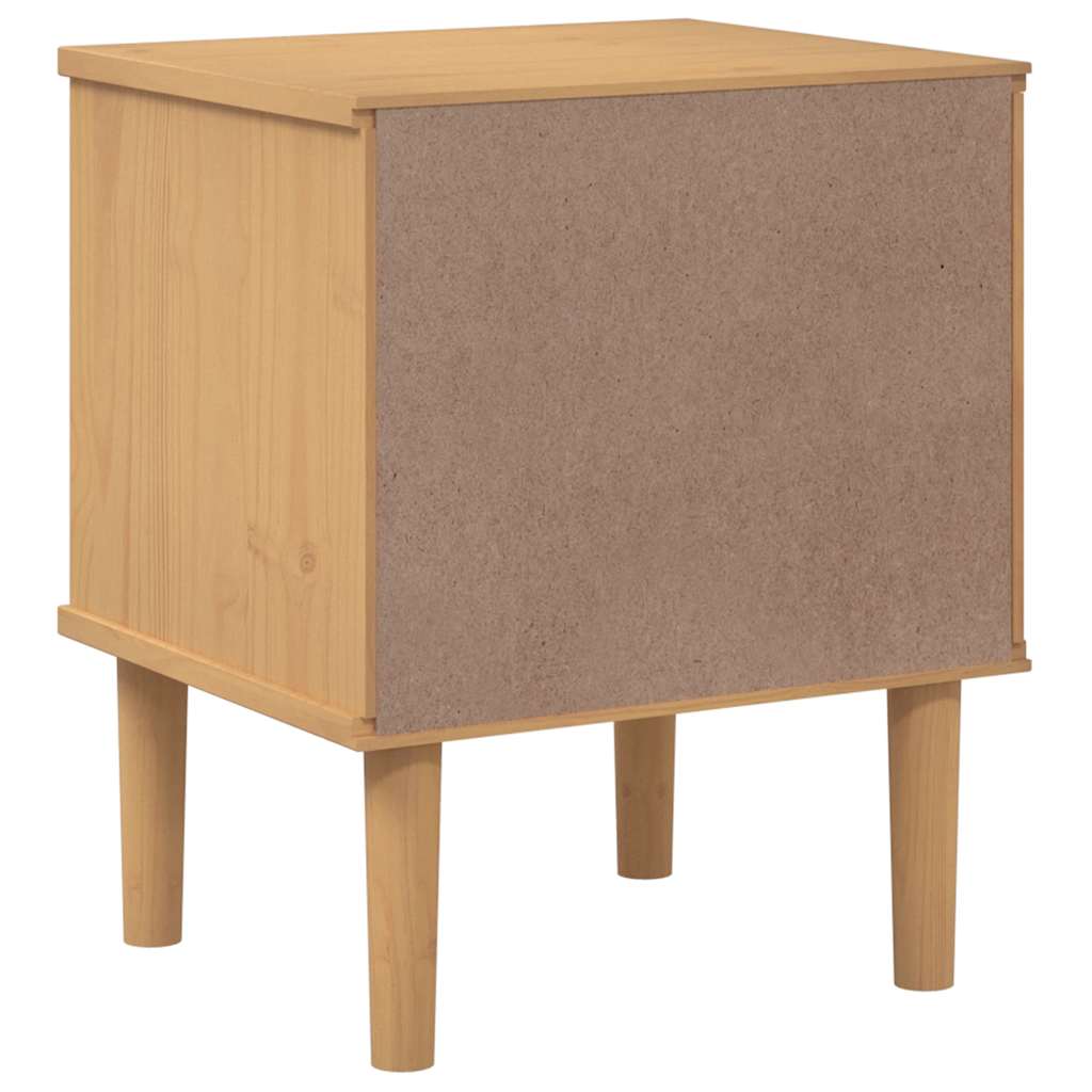 Bedside Cabinet SENJA Rattan Look Brown 40x35x48 cm Solid Wood Pine