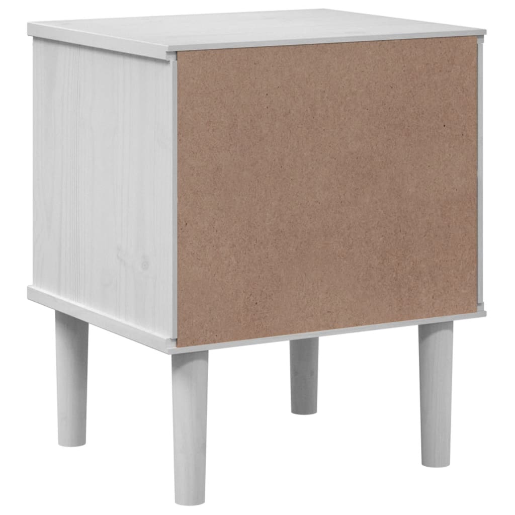 Bedside Cabinet SENJA Rattan Look White 40x35x48 cm Solid Wood Pine