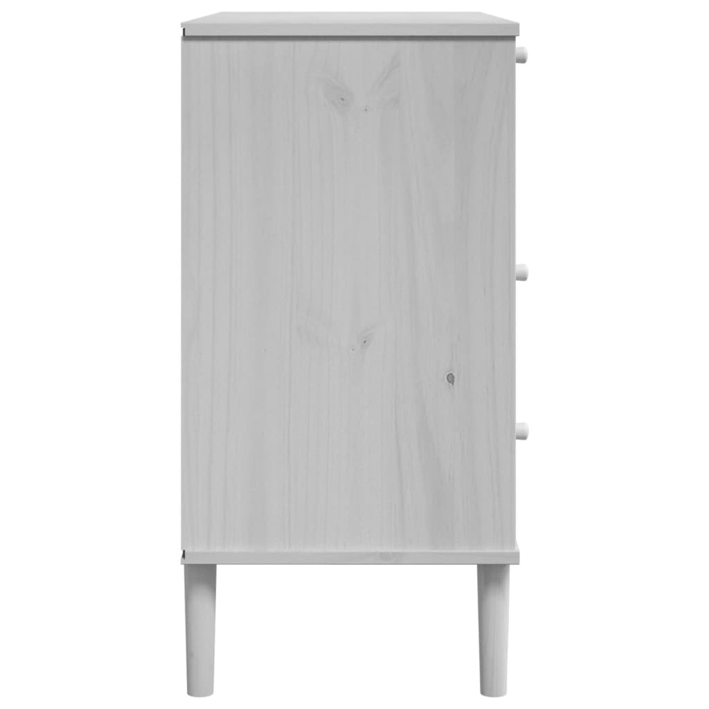 Drawer Cabinet SENJA Rattan Look White 80x40x80 cm Solid Wood Pine