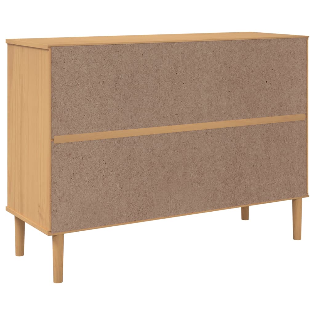Sideboard SENJA Rattan Look Brown 112x40x80 cm Solid Wood Pine