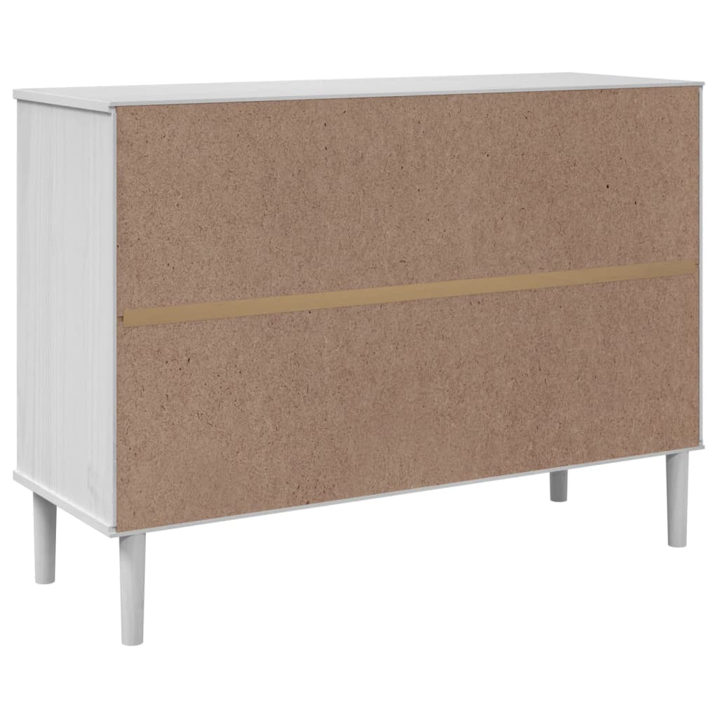 Sideboard SENJA Rattan Look White 112x40x80 cm Solid Wood Pine
