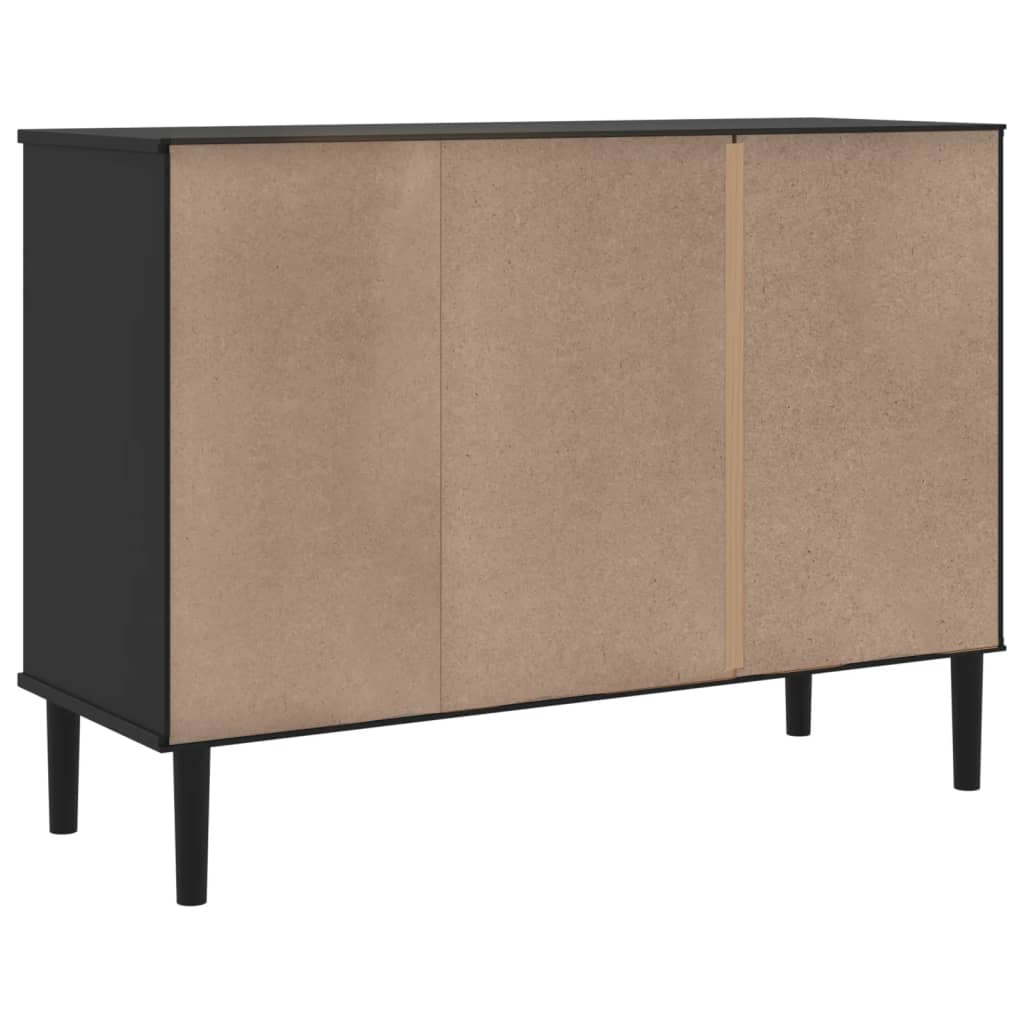 vidaXL Sideboard SENJA Rattan Look Black 112x40x80cm Solid Wood Pine