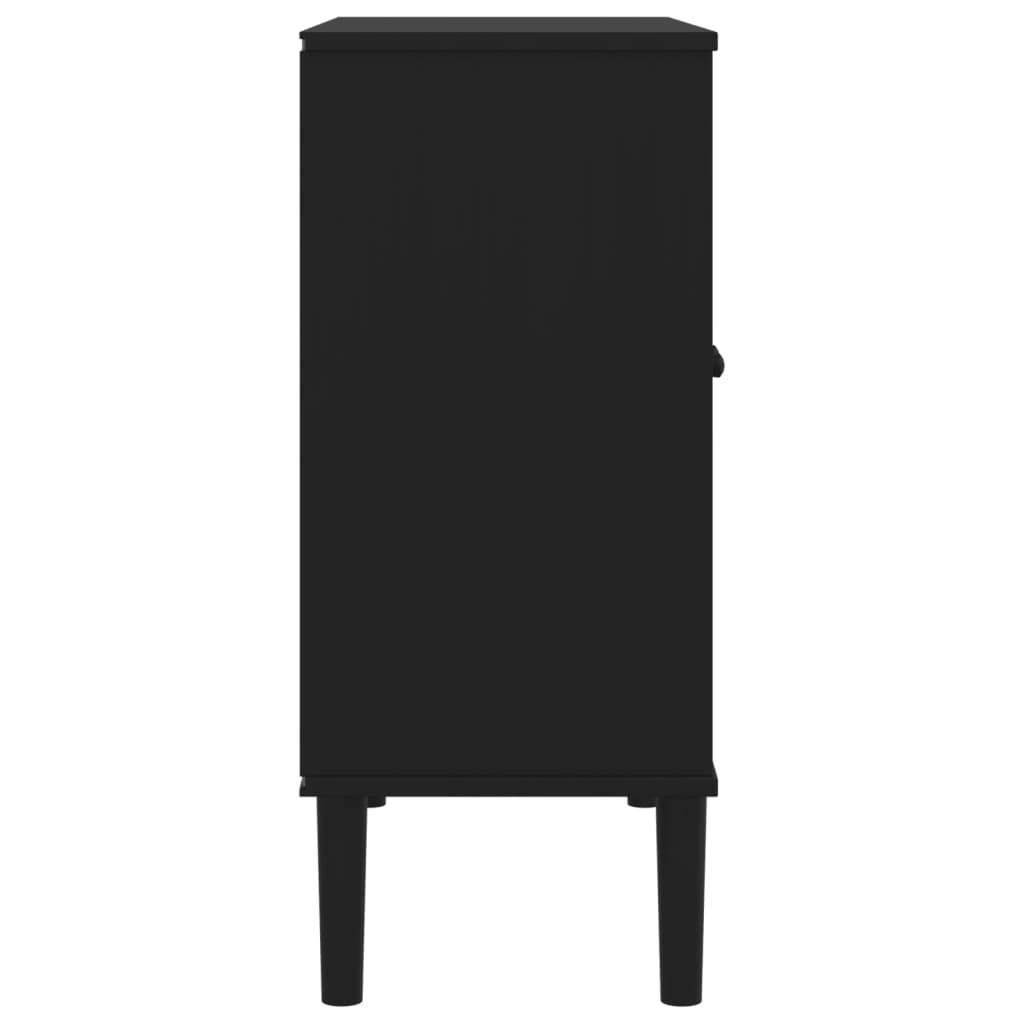 Sideboard SENJA Rattan Look Black 80x35x80 cm Solid Wood Pine