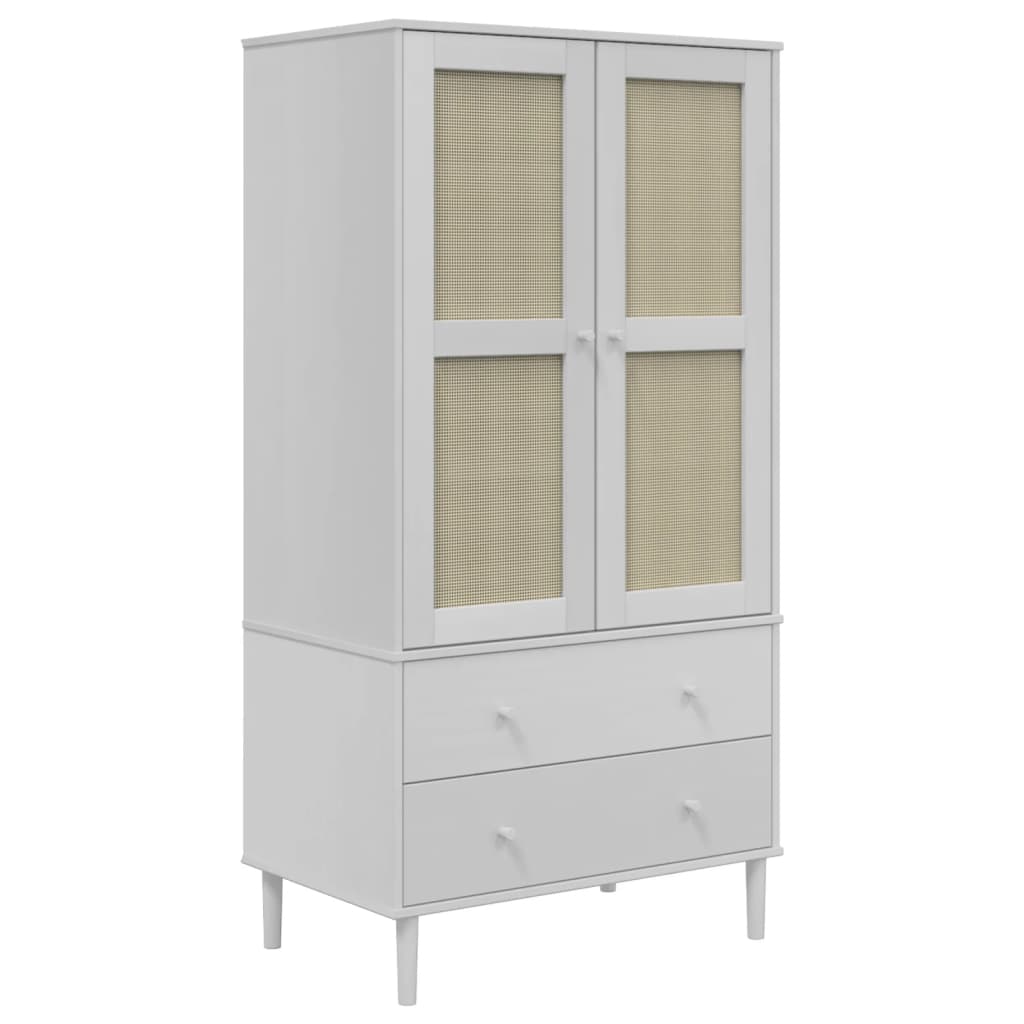 vidaXL Wardrobe SENJA Rattan Look White 90x55x175 cm Solid Wood Pine