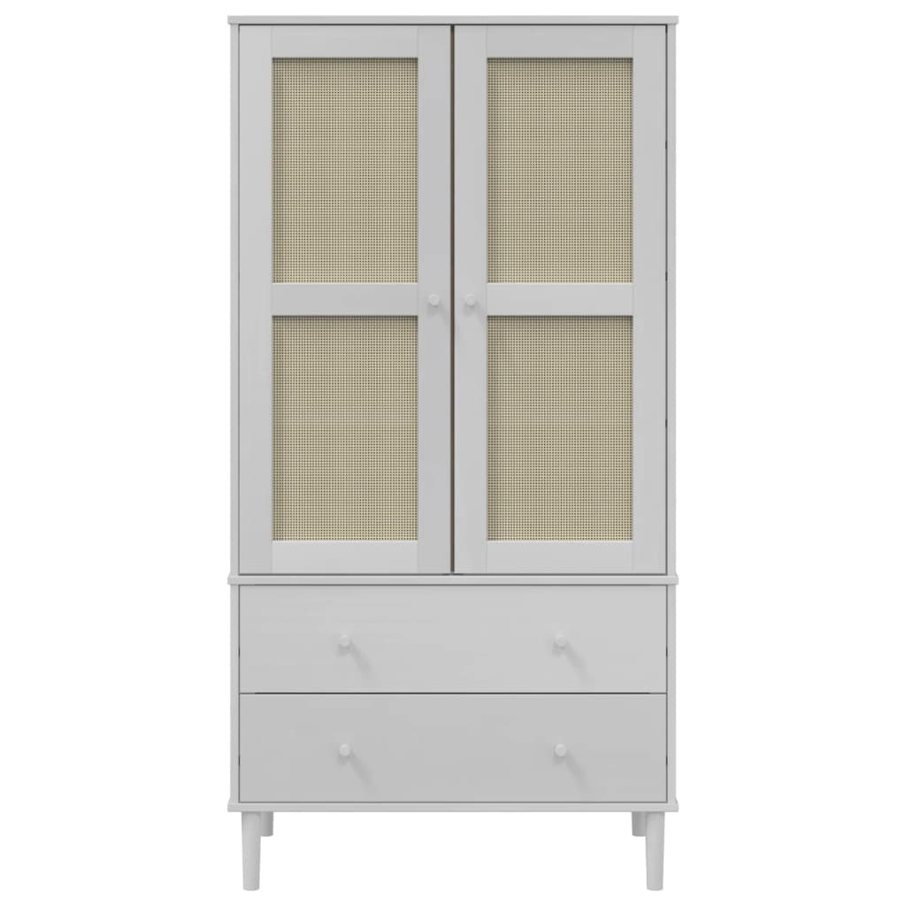 vidaXL Wardrobe SENJA Rattan Look White 90x55x175 cm Solid Wood Pine