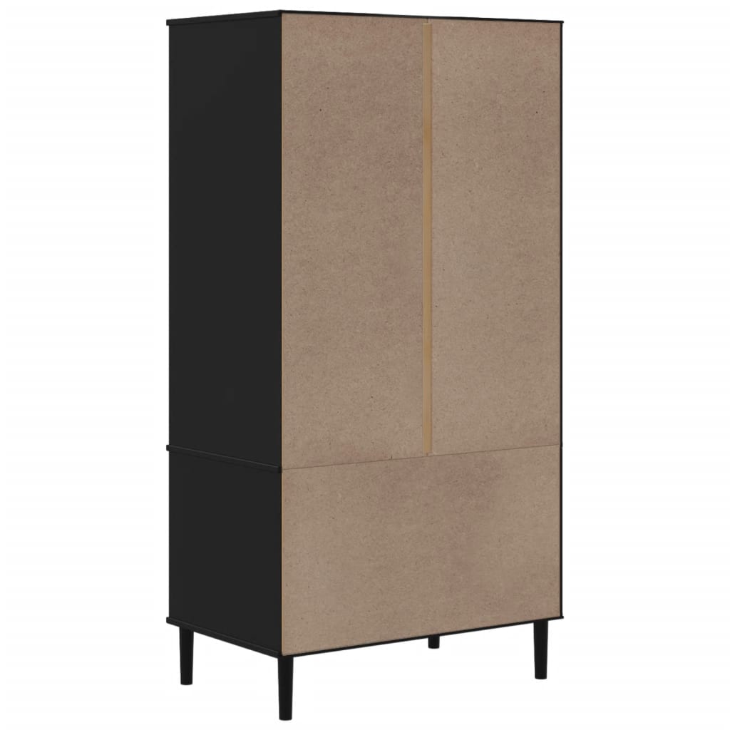 vidaXL Wardrobe SENJA Rattan Look Black 90x55x175 cm Solid Wood Pine