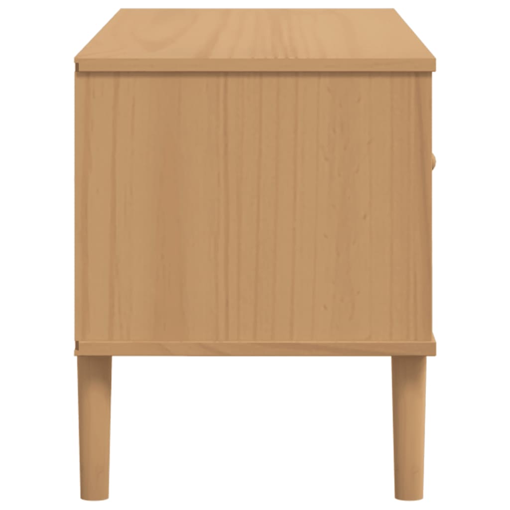 TV Cabinet "SENJA" Rattan Look Brown 106x40x49cm Solid Wood Pine