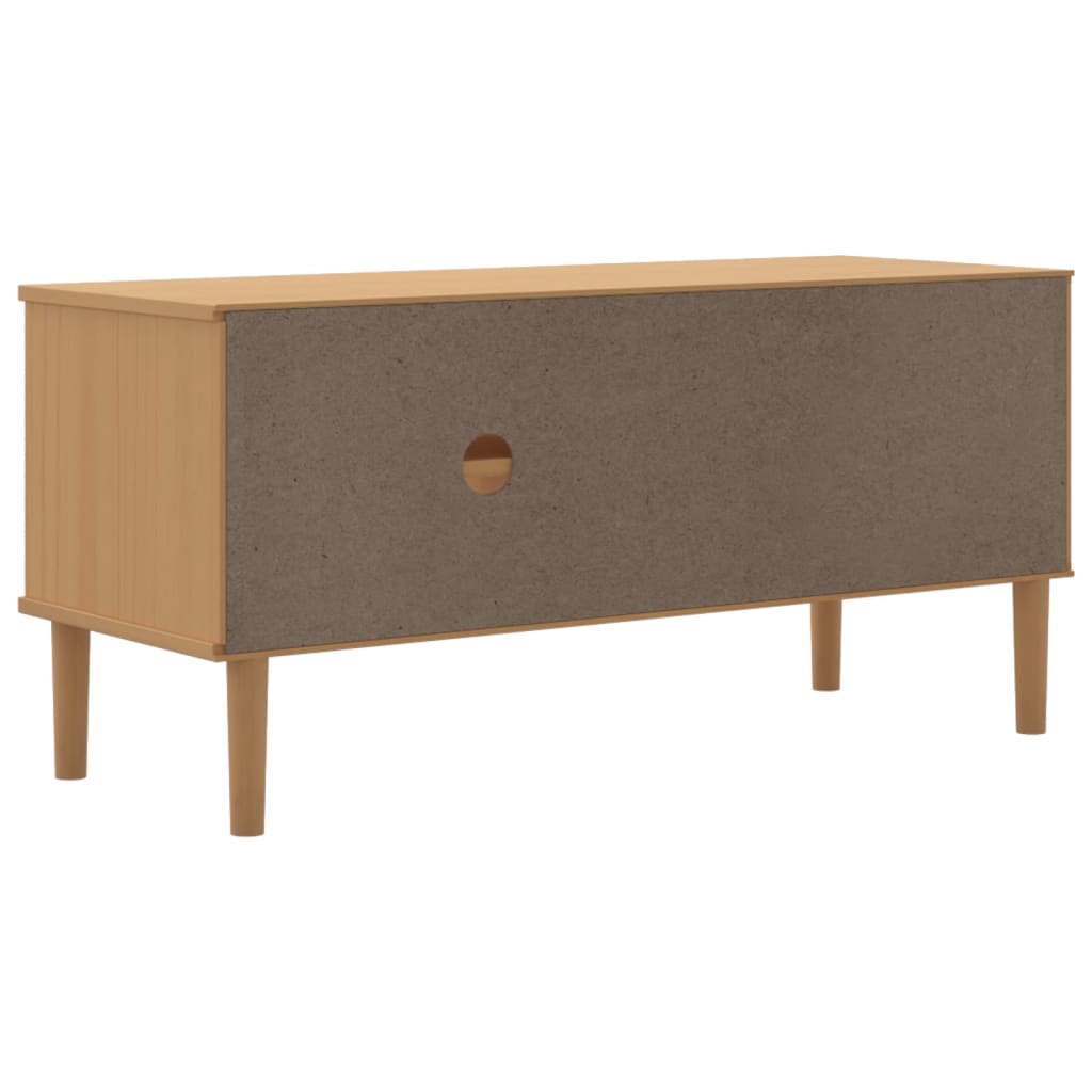 TV Cabinet "SENJA" Rattan Look Brown 106x40x49cm Solid Wood Pine